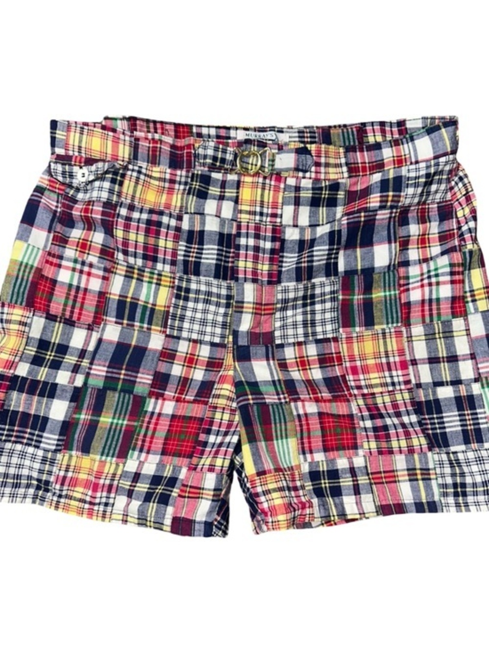 Murray’s Toggery Shop Vintage 40 Multicolor Madras Patchwork Flat Front Shorts